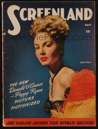 1c119 SCREENLAND magazine April 1944 great portrait of Janet Blair in sexy outfit!