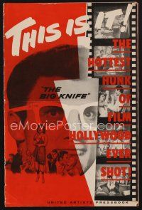1c183 BIG KNIFE pressbook '55 Aldrich, classic image of movie star Jack Palance in wacky glasses!