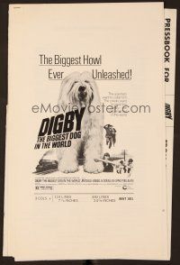 1c197 DIGBY THE BIGGEST DOG IN THE WORLD pressbook '74 artwork of giant sheep dog, wacky sci-fi!