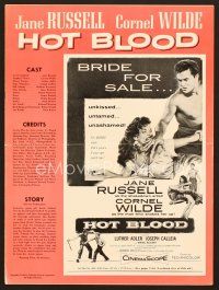 1c214 HOT BLOOD pb '56 great image of barechested Cornel Wilde grabbing Jane Russell, Nicholas Ray