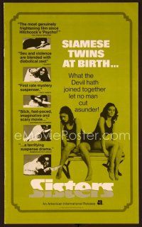 1c252 SISTERS pressbook '73 Brian De Palma, Margot Kidder is a set of conjoined twins!