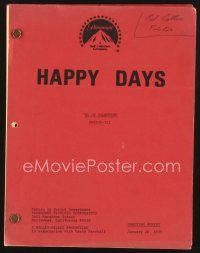 1c138 HAPPY DAYS TV shooting script January 26, 1978, screenplay by Fred Maio, Be My Valentine!