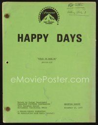 1c134 HAPPY DAYS TV script December 15, 1977, screenplay by Joe Glauberg, Rules To Date By!