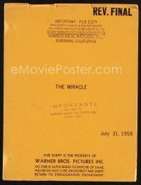 1c151 MIRACLE revised final draft script July 31, 1958, screenplay by Frank Butler!