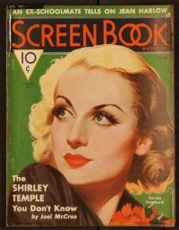 1c107 SCREEN BOOK magazine September 1935 art of beautiful Carole Lombard by Marland Stone!