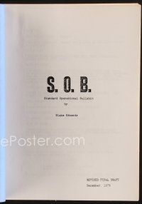 1c167 S.O.B. revised final draft script '79 screenplay by director Blake Edwards!
