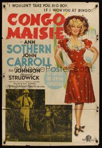 1d208 CONGO MAISIE Aust 1sh '40 sexy Ann Sothern wouldn't take you if she won at bingo!