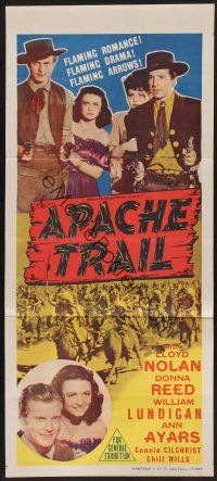 1d247 APACHE TRAIL Aust daybill '42 Lloyd Nolan, Donna Reed, flaming arrows, drama, romance!