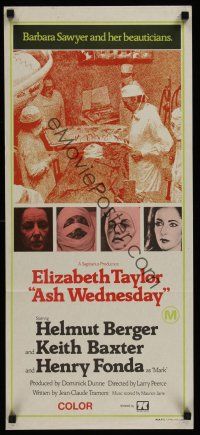 1d249 ASH WEDNESDAY Aust daybill '73 beautiful aging Liz Taylor gets extensive plastic surgery!