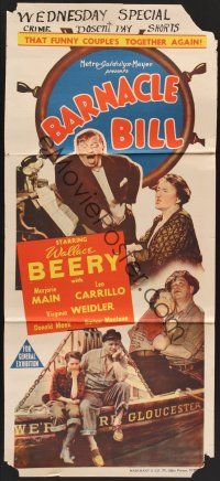 1d257 BARNACLE BILL Aust daybill '41 different images of sailor Wallace Beery & Marjorie Main!