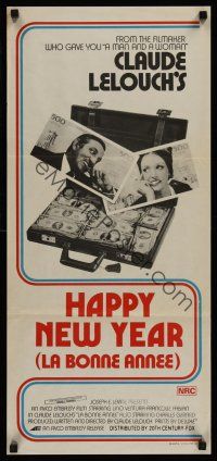 1d339 HAPPY NEW YEAR Aust daybill '74 Claude Lelouch, La Bonne Annee, Lino Ventura, Francoise Fabian