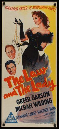 1d373 LAW & THE LADY Aust daybill '51 full-length art of sexiest Greer Garson in all black gown!