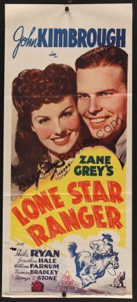 1d383 LONE STAR RANGER Aust daybill '41 Zane Grey, cowboy John Kimbrough, pretty Sheila Ryan!