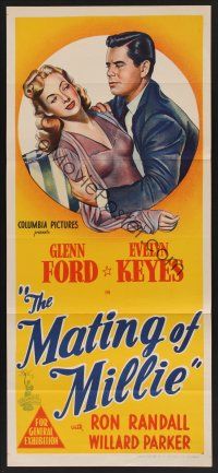 1d394 MATING OF MILLIE Aust daybill '47 great romantic stone litho of Glenn Ford & Evelyn Keyes!
