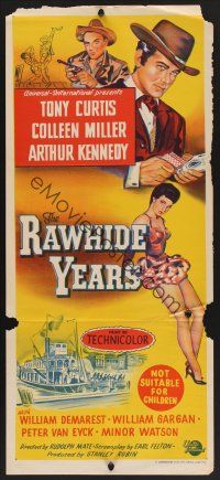 1d438 RAWHIDE YEARS Aust daybill '55 poker playing Tony Curtis + sexy Colleen Miller & A. Kennedy!