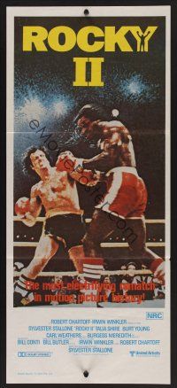 1d448 ROCKY II Aust daybill '79 best image of Sylvester Stallone & Carl Weathers fighting in ring!