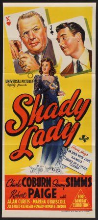 1d455 SHADY LADY Aust daybill '45 Charles Coburn cheats at gambling with an ace up his sleeve!