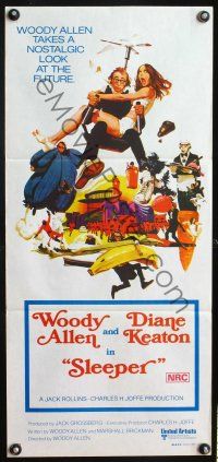 1d459 SLEEPER Aust daybill '74 Woody Allen, Diane Keaton, wacky futuristic sci-fi comedy!
