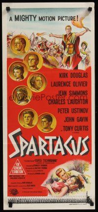 1d470 SPARTACUS Aust daybill '61 classic Stanley Kubrick & Kirk Douglas epic, cool gladiator art!