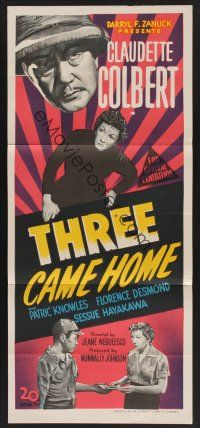 1d499 THREE CAME HOME Aust daybill '49 Claudette Colbert, prison women without their men!