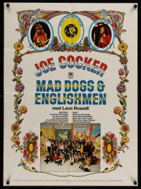 1d005 MAD DOGS & ENGLISHMEN Danish export '71 Joe Cocker, rock 'n' roll, wild poster design!