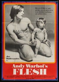 1d011 ANDY WARHOL'S FLESH German 33x47 '70 naked Joe Dallesandro & infant by Francesco Scavullo!