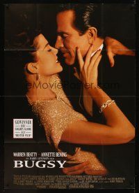 1d012 BUGSY German 33x47 '91 close-up of Warren Beatty embracing Annette Bening!