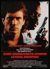 1d130 LETHAL WEAPON German '87 great close image of cop partners Mel Gibson & Danny Glover!
