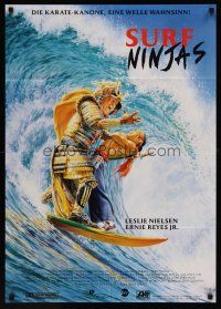 1d170 SURF NINJAS German '93 Leslie Nielsen, Rob Schneider, wacky surfing art!