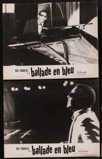 1d658 BLUES FOR LOVERS 11 French LCs '69 Ballad in Blue, cool b&w image of Ray Charles playing piano