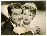 1e583 DU BARRY WAS A LADY deluxe 10x13 still '43 zany Red Skelton holding pretty Lucille Ball!