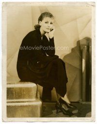 1e610 GRETA GARBO deluxe 11x14 still '30s seated with enigmatic look by Clarence Sinclair Bull!
