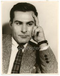 1e701 SAM WANAMAKER deluxe 10.75x13.75 still '50s pensive portrait with head leaning on his hand!