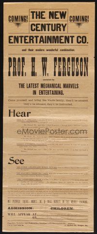 1e017 PROF. H. W. FERGUSON handbill '00s turn of the century's latest wonders in entertainment!