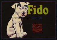 1e018 FIDO BRAND orange crate label '30s cute art of puppy dog!