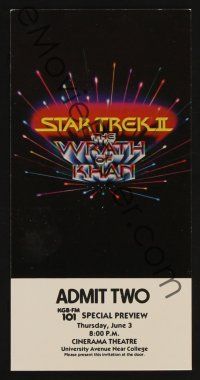 1e007 STAR TREK II 5 screening pass & 5 promo brochures '82 The Wrath of Khan, Nimoy & Shatner!