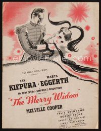 1e181 MERRY WIDOW stage play program '43 Jan Kiepura, Melville Cooper, cool Bonel cover art!