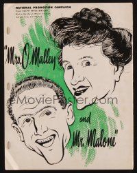 1e046 MRS. O'MALLEY & MR. MALONE follow-up promo book '51 Marjorie Main & James Whitmore!