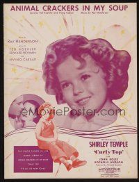1e763 CURLY TOP sheet music '35 Shirley Temple, Animal Crackers in my Soup!