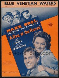 1e767 DAY AT THE RACES sheet music '37 Marx Brothers, Jones & O'Sullivan, Blue Venetian Waters!