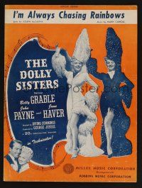 1e772 DOLLY SISTERS sheet music '45 sexy Betty Grable & June Haver, I'm Always Chasing Rainbows!
