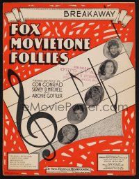 1e779 FOX MOVIETONE FOLLIES OF 1929 sheet music '29 sexy dancing girls, Breakaway!