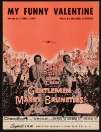 1e781 GENTLEMEN MARRY BRUNETTES sheet music '55 Jane Russell & Jeanne Crain, My Funny Valentine!