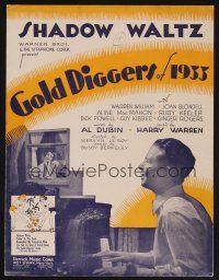 1e786 GOLD DIGGERS OF 1933 sheet music '33 Joan Blondell, Dick Powell playing piano, Shadow Waltz!
