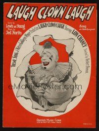 1e809 LAUGH CLOWN LAUGH sheet music '28 great image of Lon Chaney in full clown make up!