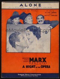 1e836 NIGHT AT THE OPERA sheet music '35 Groucho, Chico & Harpo Marx, Kitty Carlisle, Alone!