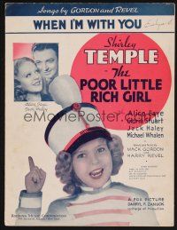 1e848 POOR LITTLE RICH GIRL sheet music '36 Shirley Temple as drum major, When I'm With You!
