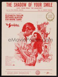 1e864 SANDPIPER sheet music '65 Elizabeth Taylor & Richard Burton, The Shadow of Your Smile!