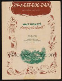 1e880 SONG OF THE SOUTH sheet music '46 Walt Disney, Zip-A-Dee-Doo-Dah!