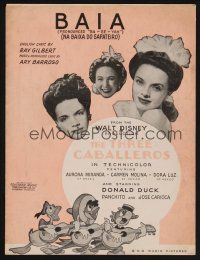 1e900 THREE CABALLEROS sheet music '44 Donald Duck, Panchito & Joe Carioca, Baia!